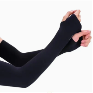 1pair Thumb Hole Arm Sleeves For Women Men Minimalist Solid Sunscreen Ice Sleeves Protective Gloves For Outdoor