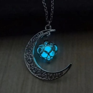 Luminous Moonstone Pendant Necklace (Blue Green)