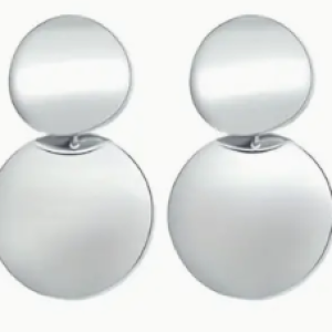 Minimalist silver Metal Element Earrings With Geometric Circular Discs